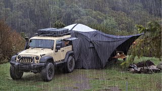 This CAR TENT is perfect for RAIN and STORM  Solo Camping ASMR [upl. by Aissatan]