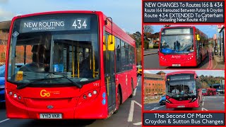 NEW CHANGES To Routes 166 amp 434 And NEW ROUTE 439  Sutton amp Croydon Bus Changes TfL Observations [upl. by Nahamas984]