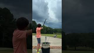 Future archery pro in the making 🎯 📹 jamesjeantrickshots [upl. by Alled]