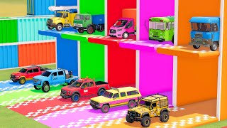 TRANSPORTING PIXAR CARS amp FRUITS WITH COLORED amp JOHN DEERE vs CLAAS vs TRACTORS  BeamNGdrive 983 [upl. by Terr]