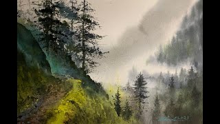 How to paint foggy landscape in watercolor [upl. by Humberto]