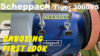 Unboxing Scheppach Tiger 3000VS Variable Speed Wet Stone Sharpener [upl. by Dex693]