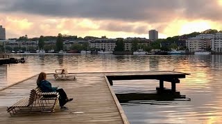 Stockholm Walks Henriksdal  Hammarby sjöstad Relaxing walk on the boardwalk [upl. by Ettennor]