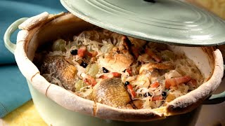 Recette  Pintade à la choucroute en cocotte [upl. by Eerual]