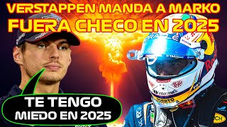 VERSTAPPEN QUIERE A SERGIO PÉREZ FUERA DE RED BULL ANTES DEL 2025 PÁNICO DEL CAMPEÓN AL SORPASSO [upl. by Mignon]