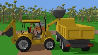 Truck and Mini Excavator with Hydraulic Hammer  Street and Construction Vehicles for Baby [upl. by Matuag]