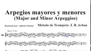 Arpegios Mayores y Menores Nº48Major and Minor Arpeggios Método de Trompeta Arban [upl. by Carce692]