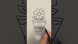 How to draw a pot and flower drawing gamla flower shorts [upl. by Manara866]