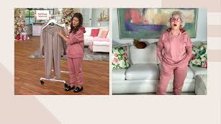 Berkshire Homewear Plush Jersey Hooded Lounge Set on QVC [upl. by Nyrehtak]