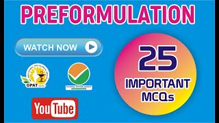 PREFORMULATION MCQs [upl. by Onairotciv]