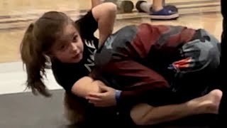 Girl vs boy first jiu jitsu match 🔥 guillotine 🤯 bjj [upl. by Galen]