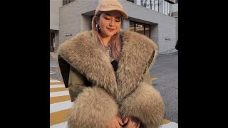 Women Real Fur Parka Coat Winter New Genuine Raccoon Fox Fur Collar Jacket Overcoats CT950 [upl. by Coulombe]