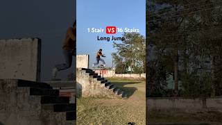 1 Stair VS 16 Stairs😨Long Jump jump parkour stairs [upl. by Roumell139]