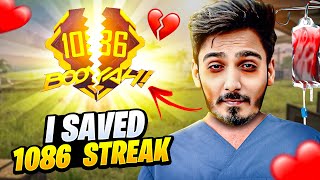 I Saved 1086 Winning Streak Of BIggest Youtuber 🧡 Garena Free Fire [upl. by Aehsel918]