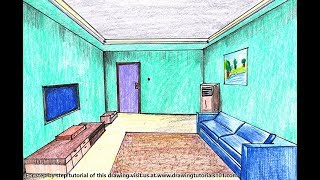 How to Draw a One Point Perspective Room Step by Step  very easy [upl. by Ettelliw]