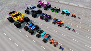 Big amp Small Monster Trucks Mud Battle Obstacle Courses and Insane Racing with BeamNG Drive [upl. by Gnoz]