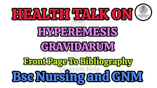 Health Talk on Hyperemesis Gravidarum nursingnotesanddiagramhelp hyperemesisgravidarum [upl. by Iona702]