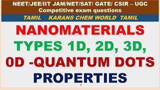 Tamil NANOMATERIAL size 1D 2D 3D 0D QUANTUM DOTS PROPERTIES QUANTUM CONFINEMENT Band gap color [upl. by Saoj104]