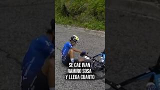 Se cae Ivan Ramiro Sosa y llega cuarto 🔥🚲 ciclismo movistarteam caida shorts [upl. by Ahsinom694]