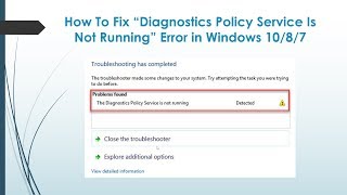 How To Fix The Diagnostic Policy Service is not running on Windows 1087 [upl. by Amsirac]