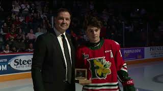 Jordan Dumais honoured for Mooseheads points record [upl. by Aicenert]