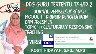 Jurnal Pembelajaranku Modul 1 Prinsip Pengajaran dan Asesmen Topik 4 CRT versi MS WORD [upl. by Yrrah318]