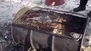 Outside Cooks at Hatchet Lake Denesuline 45th Annual Winter Carnival [upl. by Nikita731]