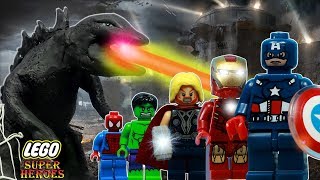 Lego Marvel Super Heroes 2  Lego Marvel Super Heroes Minifigures vs Godzilla Monster Baby [upl. by Saimon]