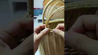 HOW TO WEAVE THE HANDLE OF BASKET diy handmade crochet howto bamboo satisfying [upl. by Babs]