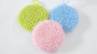 수세미뜨기초보 거품 잘나는 그물 원형수세미 Crochet dish scrubby [upl. by Heilman]