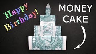 My MONEY BIRTHDAY CAKE WITH A CANDLE  Dollar Origami  Tutorial DIY by NProkuda [upl. by Marlee]