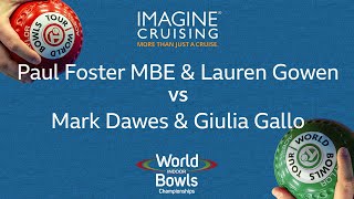 World Indoor Bowls Championship 2024 PFoster MBE amp LGowen vs MDawes amp Gallo  Day 8 Match 1 [upl. by Flower]