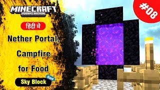 SkyBlock 8  Nether Portal Campfire Grindstone  Minecraft PE  in Hindi  BlackClue Gaming [upl. by Bahr934]