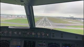 Inaugural flight A321NEO  JFK to LHR Jet Blue landing at London Heathrow cockpit view [upl. by Anolla]