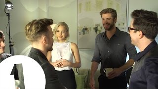 Jennifer Lawrence meets Olly Murs He awkwardly quotflirtsquot CRINGE [upl. by Strade]