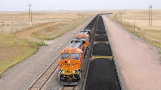 Nonstop Coal Trains of the Powder River Basin  BNSF Orin Subdivision 8122024 [upl. by Acimahs263]