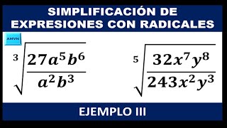 SIMPLIFICACIÓN DE EXPRESIONES CON RADICALES EJEMPLO 3 EJEMPLOS RESUELTOS [upl. by Abbi194]