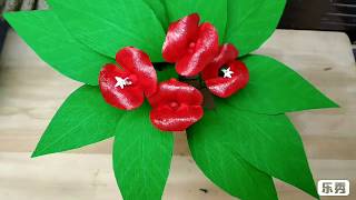 Diy How to make Crepe Paper Flowers Hot Lips  Psychoteria Elata [upl. by Inaboy]