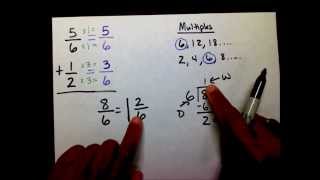 Add and Subtract Fractions Denominators Are Multiples [upl. by Stanhope296]