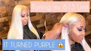 Toning 613 WigUnit IT TURNED PURPLE Wella TonerPurple Shampoo WATERCOLOR METHOD PriveXtentions [upl. by Kiernan353]