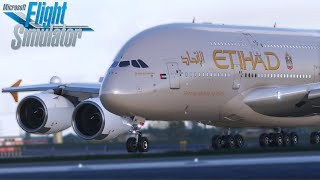 A380 into Toronto  Etihad Airways A380 arrival from Abu Dhabi AUH  MSFS Cinematic [upl. by Ahsaelat]