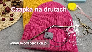 Łatwa czapka na drutach Jak zrobić czapkę na drutach ściegiem ściągaczowym [upl. by Nagn]