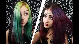 GREEN TO PURPLE HAIR WITHOUT BLEACH [upl. by Stelmach661]