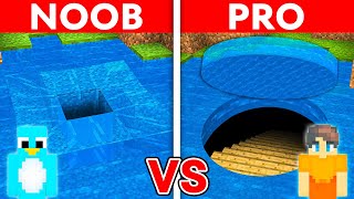 NOOB vs PRO SECRET ROUND UNDERWATER TUNNEL Build Challenge in Minecraft [upl. by Ymmit]