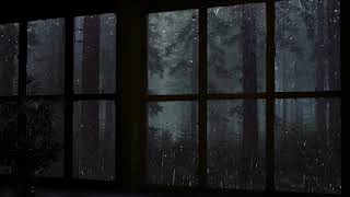 Rain On Window with Thunder Sounds  Rain in Forest at Night  10 Hours [upl. by Ahsekim]