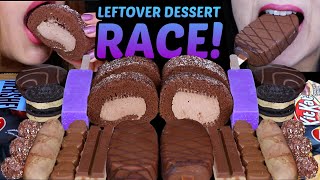 ASMR LEFTOVER DESSERT RACE NUTELLA HERSHEYS KITKAT FERRERO OREO PURPLE ICE CREAM CHOCO CAKES [upl. by Niassuh150]