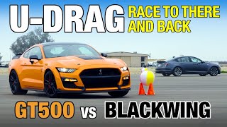 Drag Race Ford Mustang Shelby GT500 vs Cadillac CT5V Blackwing  060 Top Speed UDrag amp More [upl. by Assetal939]