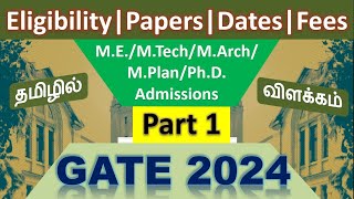 GATE 2024  Part 1Tamil Highlights  Eligibility  Papers  Exam Dates amp Fees DrSMalligarjunan [upl. by Westley]