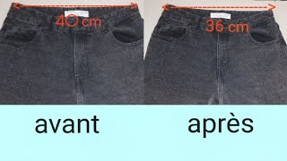 comment resserrerajuster la taille ďun pantalon jeans 👖كيفية تصغير سروال جينز [upl. by Adnarym]