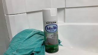 RUSTOLEUM TUB AND TILE SPRAY UPDATE one month later review [upl. by Haynor607]